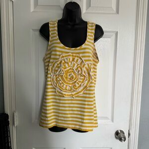Kate Spade Alessa Rosette Yellow and White Striped Tank Top - size M